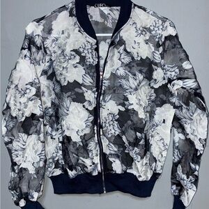 Cleo Women's Monochrome Floral Bomber Jacket